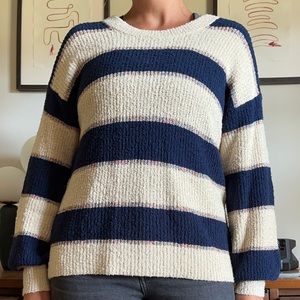 Navy and cream striped Madewell sweater